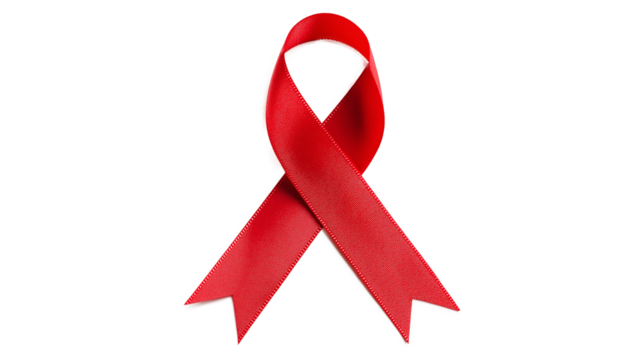 Cancer awareness, red ribbon isolated on a white background