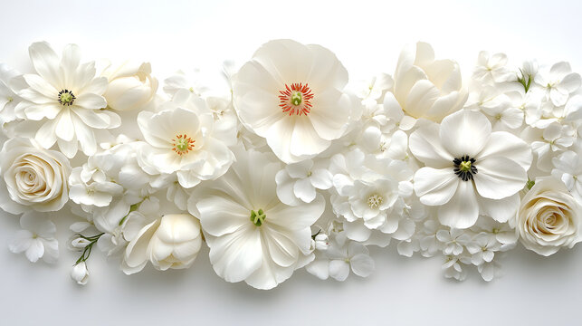 A Tranquil Arrangement of Elegantly Crafted Japanese Flowers Set Against a Subtle White Background Embodying Peace and Grace
