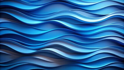 Fototapeta premium Wavy Blue Background Design Template: Multilayer Architectural Cover Layout, Abstract Blue Texture, Modern Brochure Design, Geometric Wave Pattern, Digital Cover