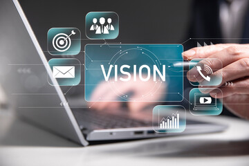 Vision with man using a laptop