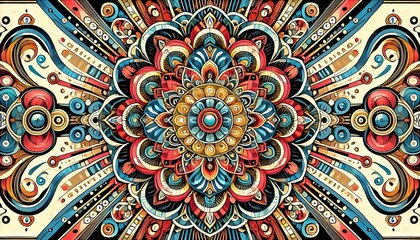 Show pride through symmetrical and radiant compositions, using bold, uplifting colors and intricate geometric designs to evoke confidence with Generative AI
