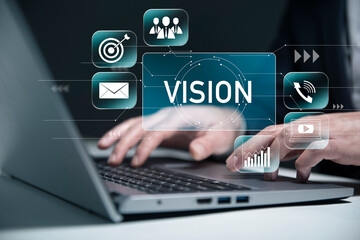 Vision with man using a laptop