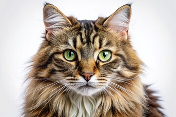 Obraz premium White Background Cat Portraits: Stunning Studio Shots of Fluffy Felines