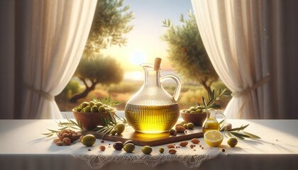 Naklejka premium olive oil and olives