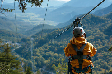 Obraz premium Happy person enjoying vacation on height designed generative ai image