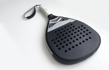 professional paddle tennis racket on white background. Horizontal sport theme poster, greeting cards, headers, website and app