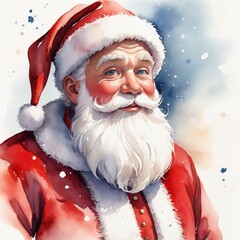 
Santa Claus portrait, watercolor, oil painting, sparkles, white wall, realistic, detailed, Christmas, Xmas, Celebration, Beard, Winter, Seasonal, Season, December, 25