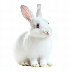 white rabbit on white background