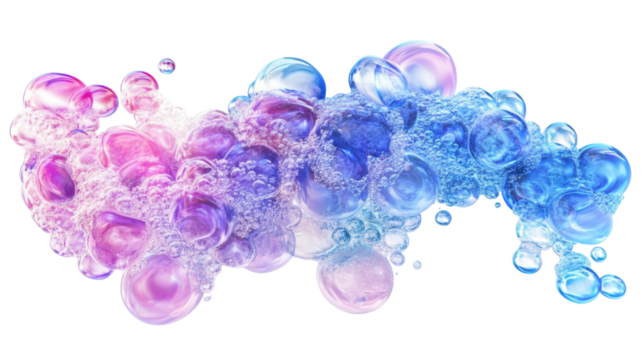 Liquid bubbles, transparent background