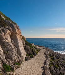 Sea front trail (sentier litoral), rounding the entire Cap ferrat peninsula, French Riviera, Provence-alpes-côte d'azur, France