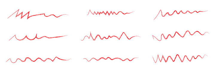 Marker scribble elements collection. Hand drawn strokes, underlines, wave brush marks. Vector set isolated on white background.