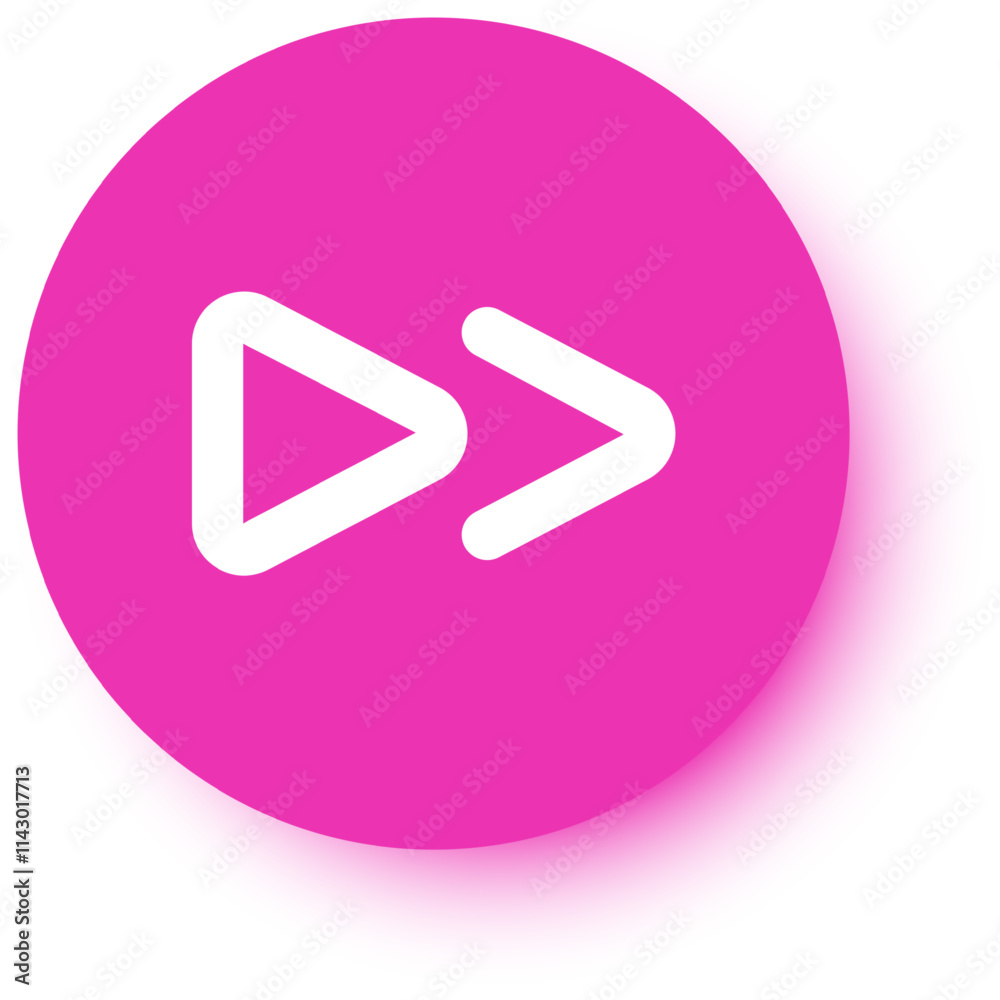 Poster fast forward media player button featuring a sleek white icon on a vibrant pink circle, enhanced wit