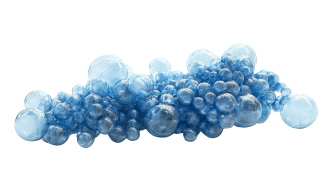 Liquid bubbles, transparent background