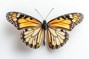 Fototapeta premium Orange and black monarch butterfly isolated on white