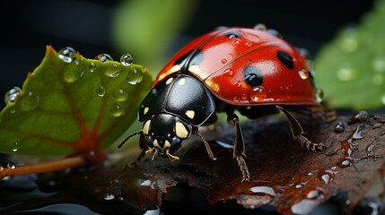 Obraz premium ladybug on a leaf