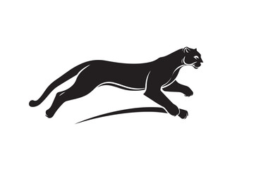 Obraz premium Dynamic Vector Illustration of Adorable Cartoon Leopards and a Sprinting Cheetah in Various Poses on an Orange and white Background.