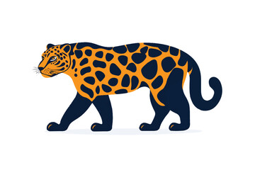 Dynamic Vector Illustration of Adorable Cartoon Leopards and a Sprinting Cheetah in Various Poses on an Orange and white Background.