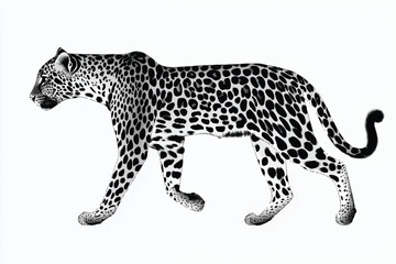 Dynamic Vector Illustration of Adorable Cartoon Leopards and a Sprinting Cheetah in Various Poses on an Orange and white Background.