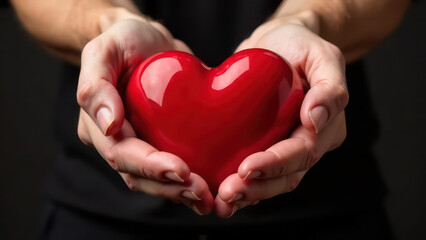 Obraz premium hands holding a red heart