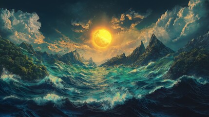 Fototapeta premium Creation of the World (Genesis 1) Scene