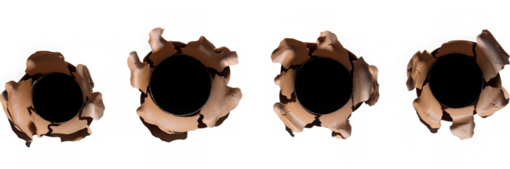 Collection set of metal bullet holes isolated on transparent or white background