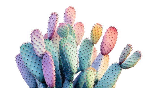 Vintage rainbow cactus isolated on a white background