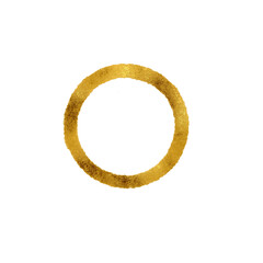 Metallic gold round flat frame. Circle drawn with metallized paint