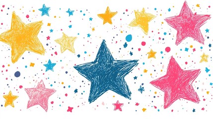 Stars on white background. Children's drawing of stars in icon style. Christmas and New Year