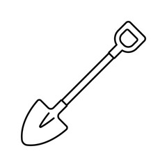 Bayonet shovel icon. Black outline linear silhouette. Editable strokes. Front side view. Vector simple flat graphic illustration. Isolated object on white background. Isolate.