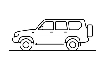 Off-road vehicle icon. Suv. Black outline linear silhouette. Editable strokes. Side view. Vector simple flat graphic illustration. Isolated object on white background. Isolate.