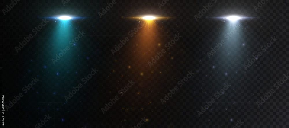Aufkleber Jet engine light flow. Bright glow of comet, jet plane and spaceship isolated bright effect on transparent background. Vector