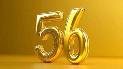 A golden number 56 on a yellow background