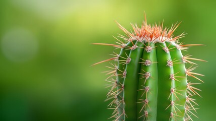 Obraz premium A close up of a cactus with a green background