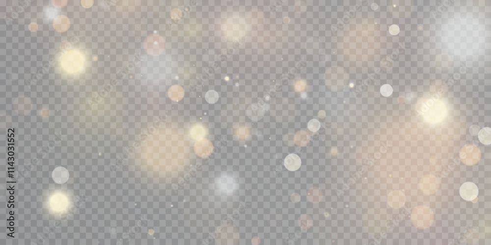 Aufkleber gold dust light bokeh. christmas glowing bokeh and glitter overlay texture for your design on a tran