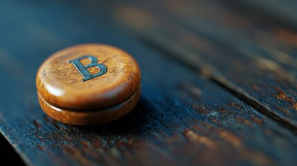 A wooden box with the letter B on it sitting on a table