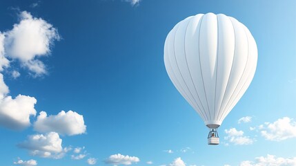 Majestic White Hot Air Balloon in Open Skies