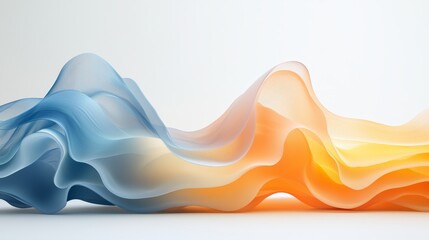 A blue and orange wave on a white background
