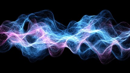 Obraz premium A blue and pink waveform on a black background