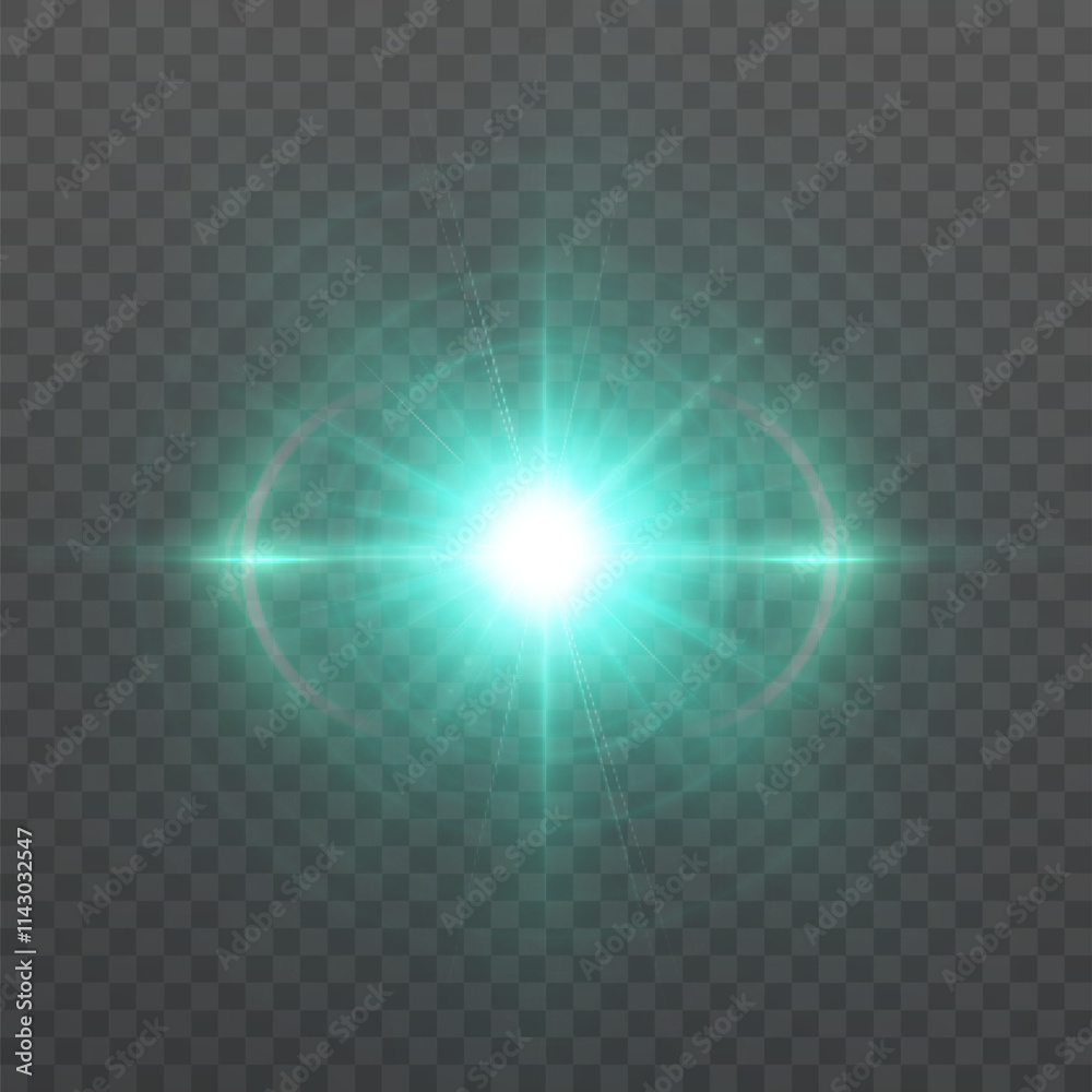 Aufkleber abstract green light effect with glare and explosion light effect on transparent background. vector 