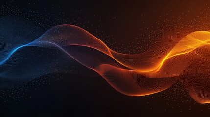 Fototapeta premium a black background with orange and blue lines and dots