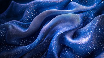 Obraz premium a close up of a blue fabric with stars on it