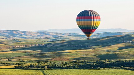 Vibrant Hot Air Balloon Against Clear Blue Sky