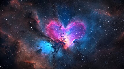 A heart shaped nebula in the middle of the night sky