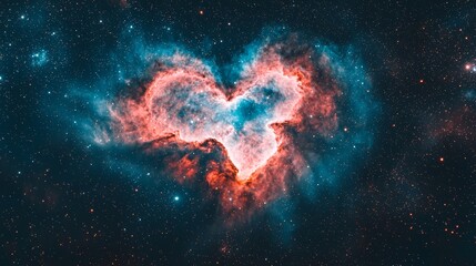 A heart shaped nebula in the middle of the night sky