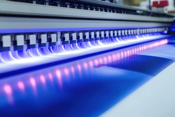 Closeup of office printer, scanner, laser copy machine with backlight