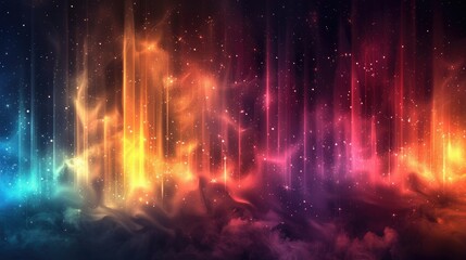 A vibrant abstract representation of light and color, evoking a cosmic atmosphere.