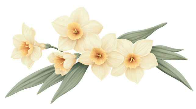Vintage jonquil flower isolated on a white background