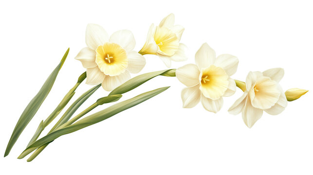 Vintage jonquil flower isolated on a white background
