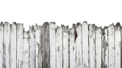 Naklejka premium A white wooden fence with peeling paint on it