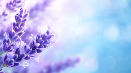 Fototapeta premium A bunch of lavender flowers on a blue background